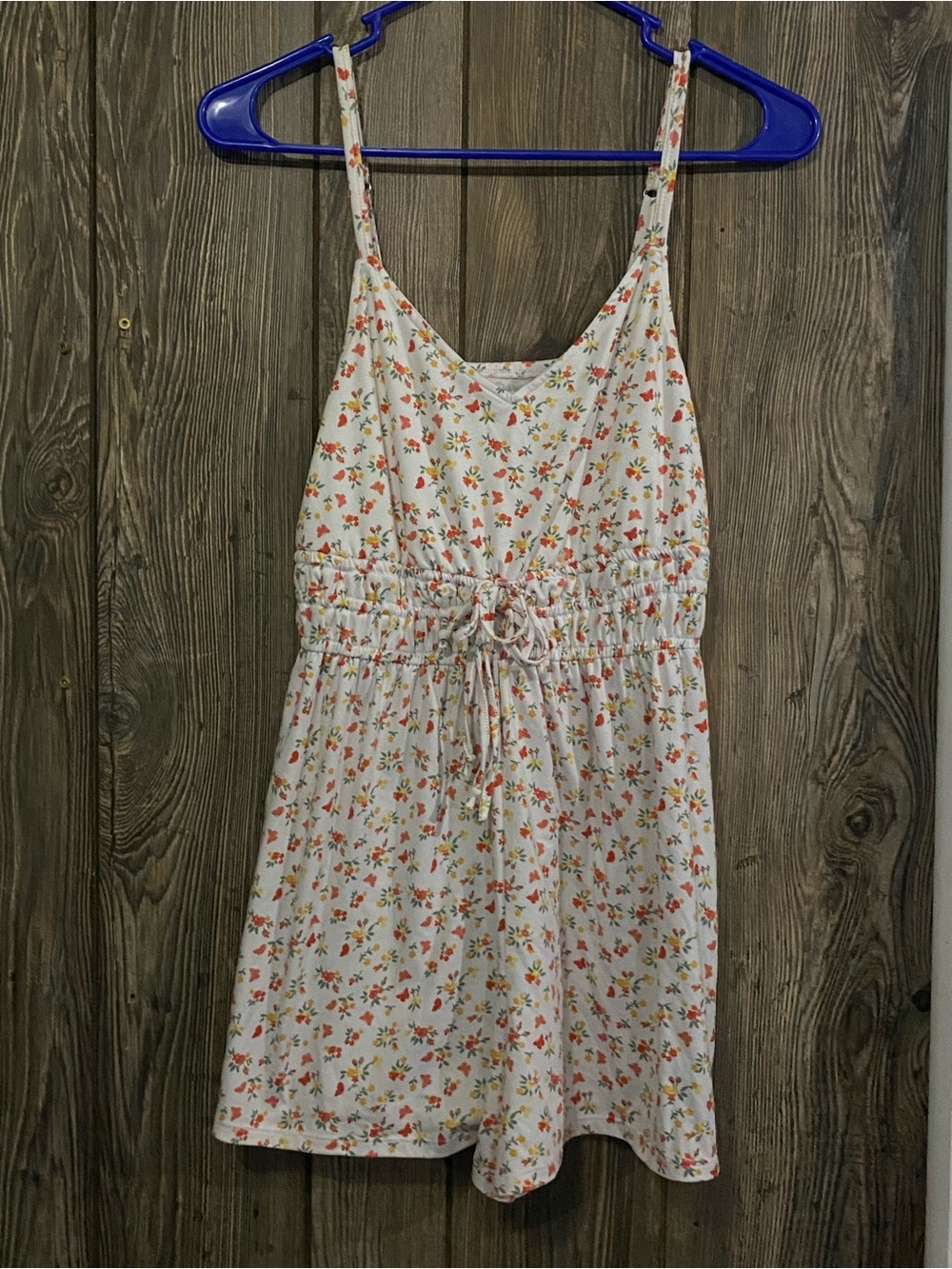 Hollister White Mini Sundress with Red and Yellow Floral Print